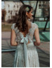 Ivory Eyelash Lace Tie Back Dreamy Wedding Dress